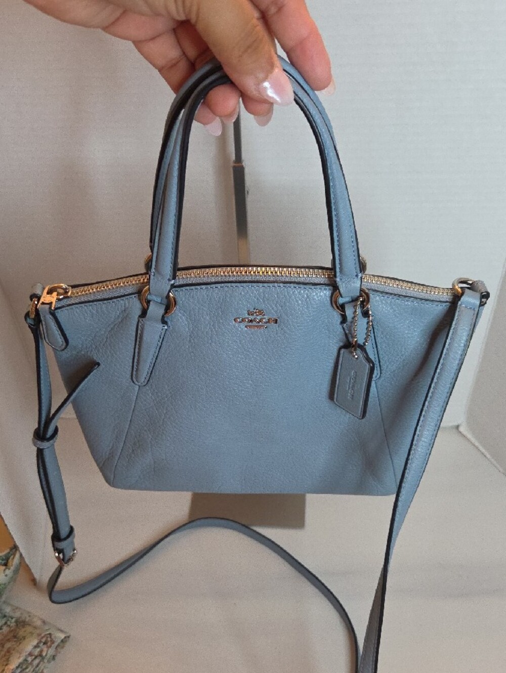 Coach Small Kelsey Satchel In Light Blue -F57563 - Picture 13 of 13
